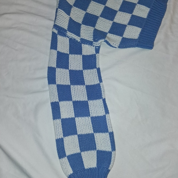 Blue Blush Blue and White Checkered Cardigan Women Size L - Picture 13 of 16